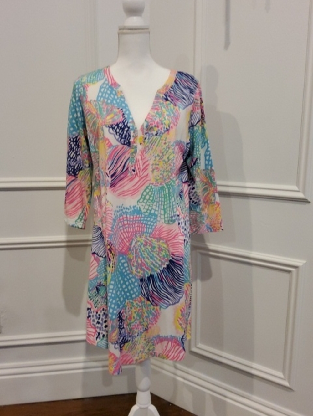 Lilly Pulitzer Vibrant Pink & Teal Floral Dress or Cover Up